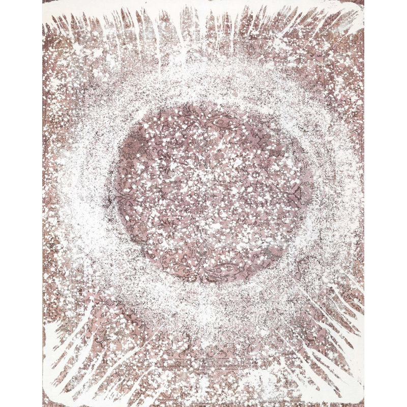 Tapis contemporain brun / blanc, Rectangle 5 pi x 7 pi