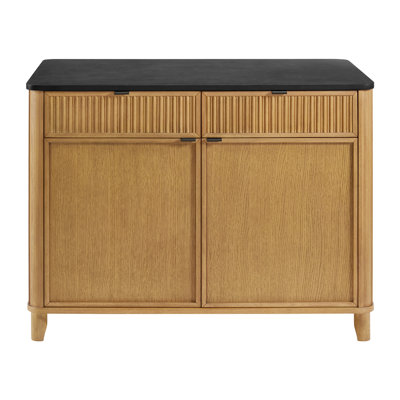 Kathryne Kitchen Island 48" Black Quartz Countertop by Lark Manor