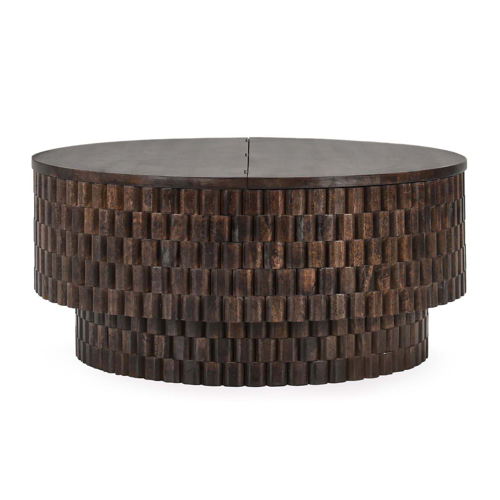 Abshire 40" Solid Wood Storage Coffee Table, Dark Brown