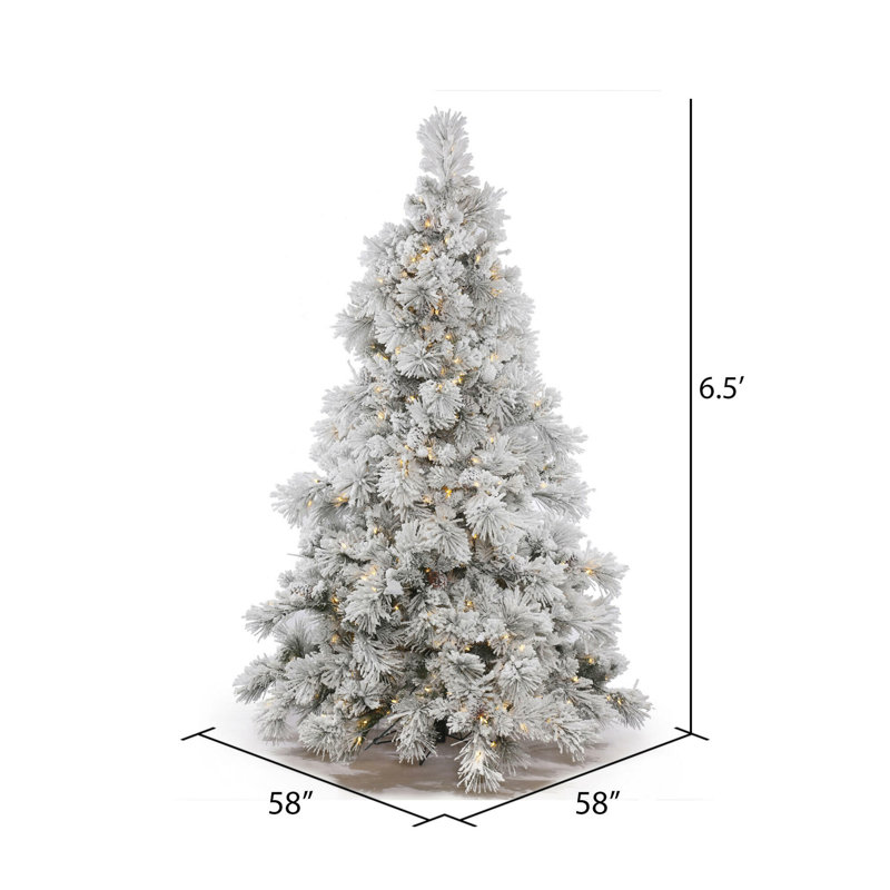 Flocked Sierra Lighted Artificial Pine Christmas Tree, 6.5' H x 58" W