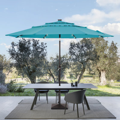 Samitha 120'' Lighted Market Umbrella 3 Tiers Patio Market Umbrella with Solar Lights