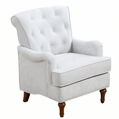 Accent Chair With Comfy Club Fabric,Comfy Upholstered Living Room Arm Chair,Springs Cushions & Retro Wooden Legs,Fabric Sofa Chair Reading Chair for B