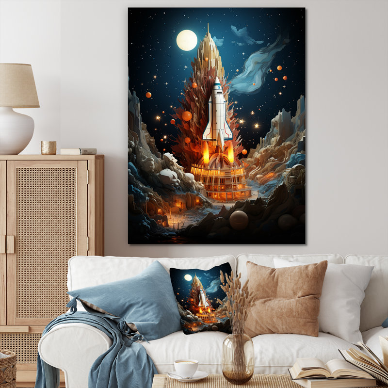 " Expressionist Space Shuttle Burst II ", Wrapped Canvas, 40" H x 30" W