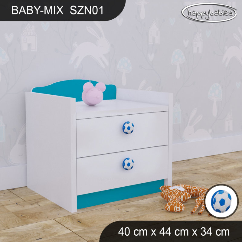 Baby Mix 2 Drawer Nightstand, Blue/White