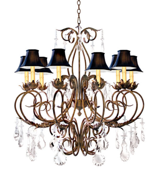 Felicia 10 - Light Classic / Traditional Chandelier, Antique Iron Gate, Natural Linen