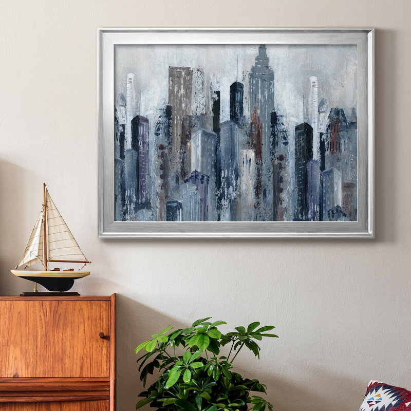 Cirrus I - Peinture sur toile encadrée, Argent, H 22,5 po x l 30,5 po x P 1,5 po