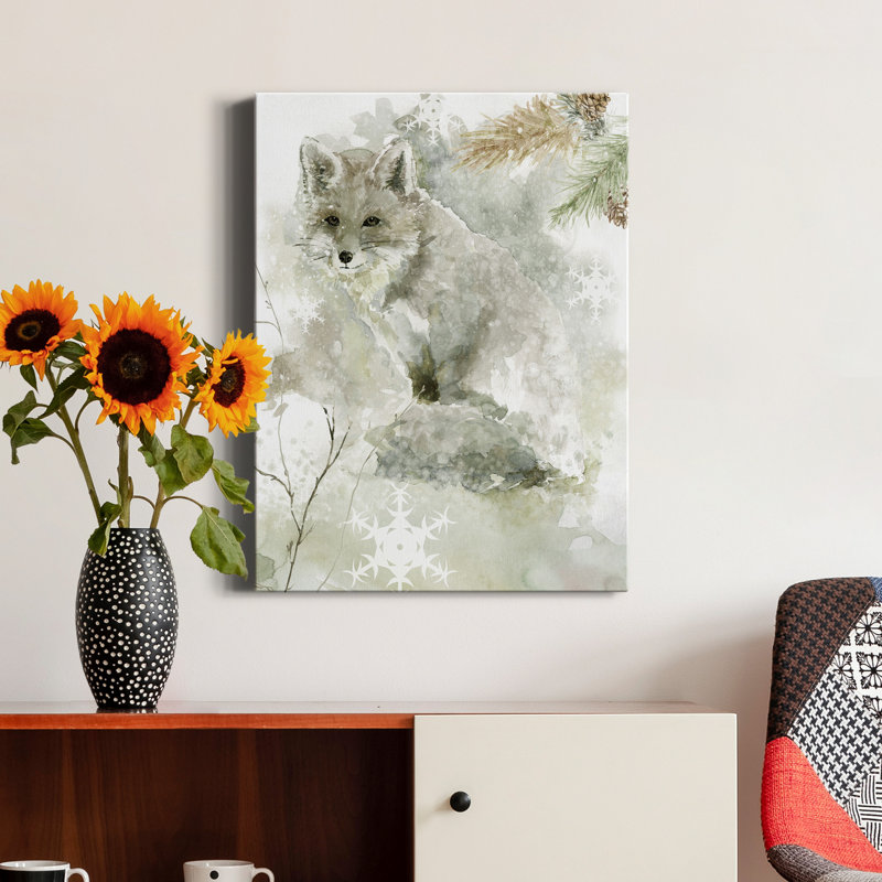 «Winter Lodge Fox» par Carol Robinson, reproduction d'art sur toile tendue, H 12 po x l 8 po x P 1 po