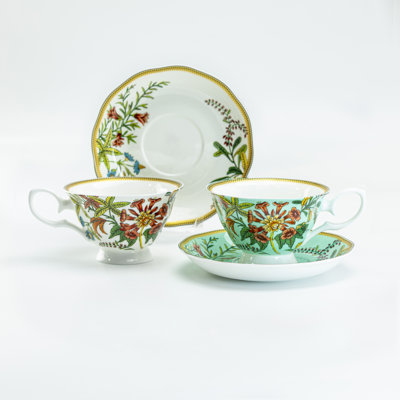 Daylily Bone China Teacup and Saucer