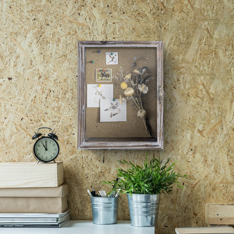 Balcomb Solid Wood Shadow Box with Frame in Brown