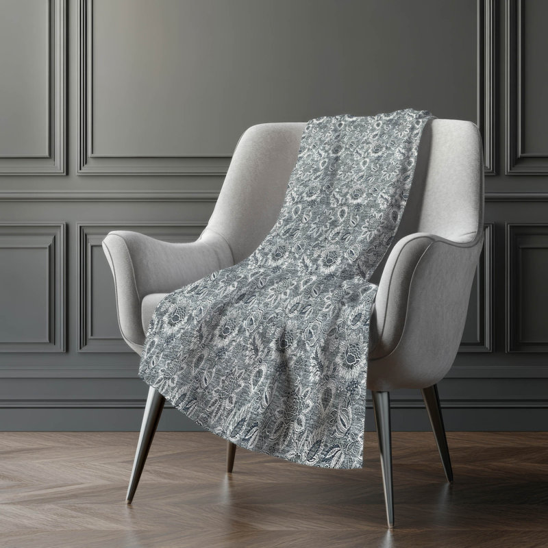 Jeté floral Sherpa ASB661 Addison, Gris