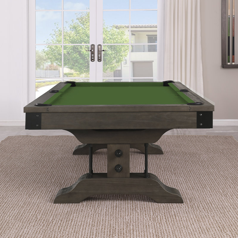 Table de billard Manchester, Vert anglais, Non, Brun patiné
