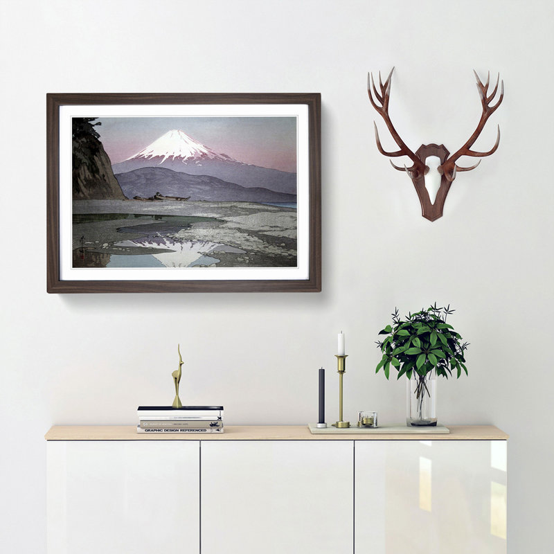Fujiyama from Okitsu by Hiroshi Yoshida - Framed Print, 48cm H x 65cm W x 2cm D, Walnut Framed