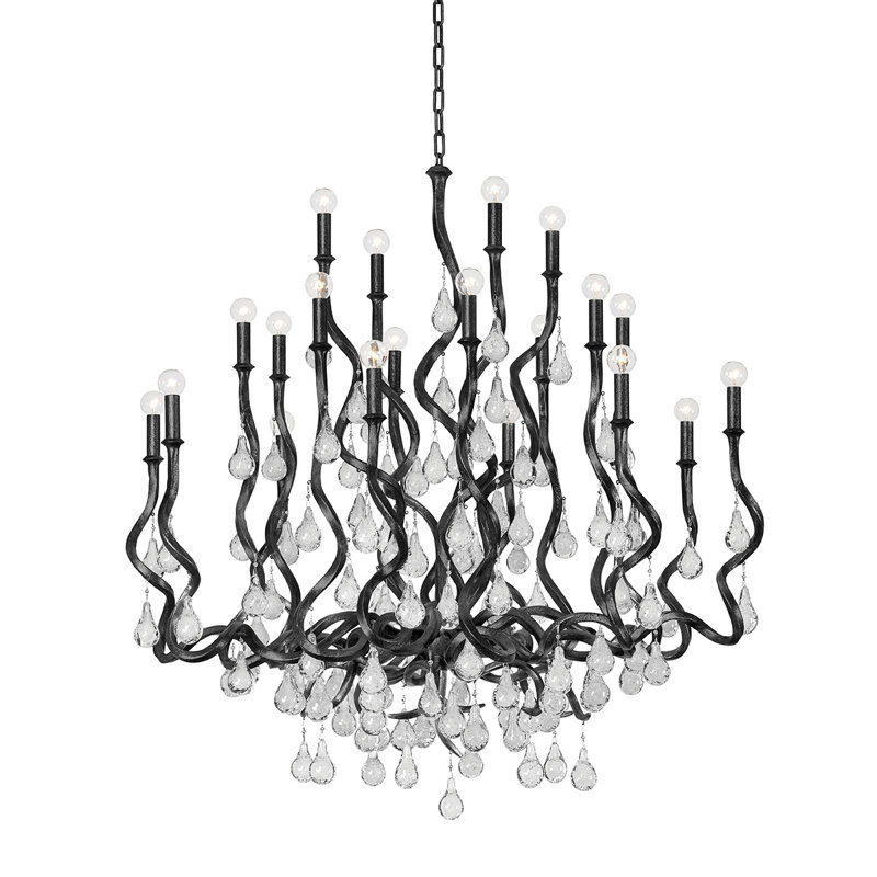 Aveline 20 Light Chandelier, Black Silver Leaf