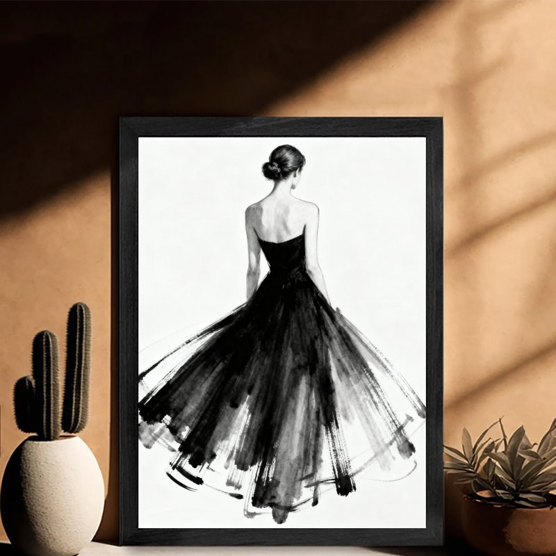 «Black Elegant Vintage Elegant Lady», reproduction d'art encadrée de style rétro, H 17 po x l 13 po