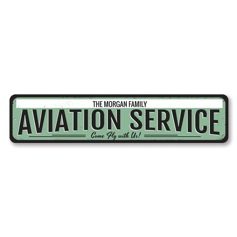 Enseigne en métal «Service de l'aviation», H 4 po x l 18 po x P 0,04 po