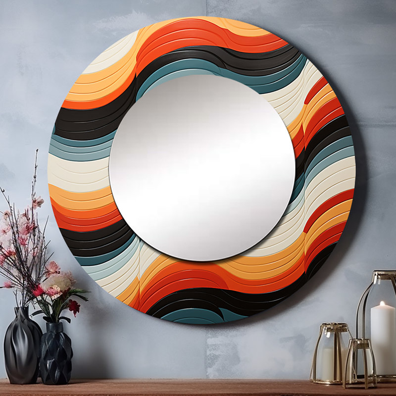 Savaira - Abstract Round Mirror Wall Decor, 23" x 23"