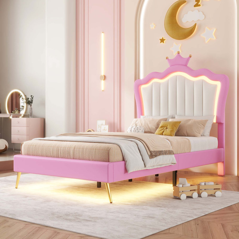 Princess Bed Frame with LED Lights, Twin