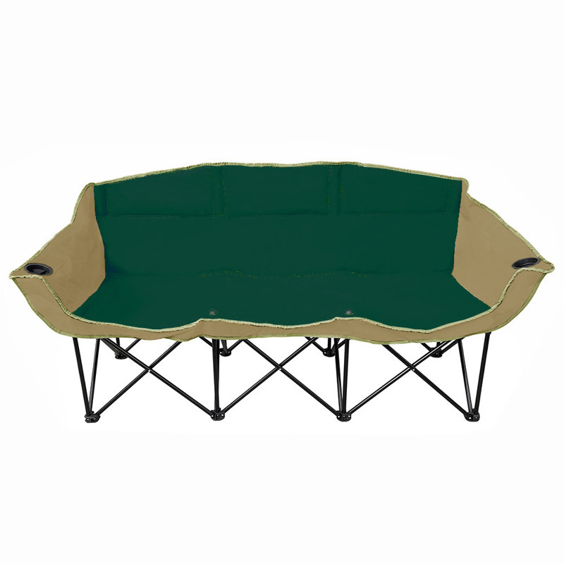 Banc de camping pliant, Vert / beige