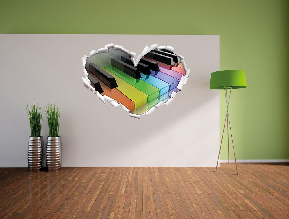 Wandtattoo Piano Rainbow Colours, Bunte Klaviertasten