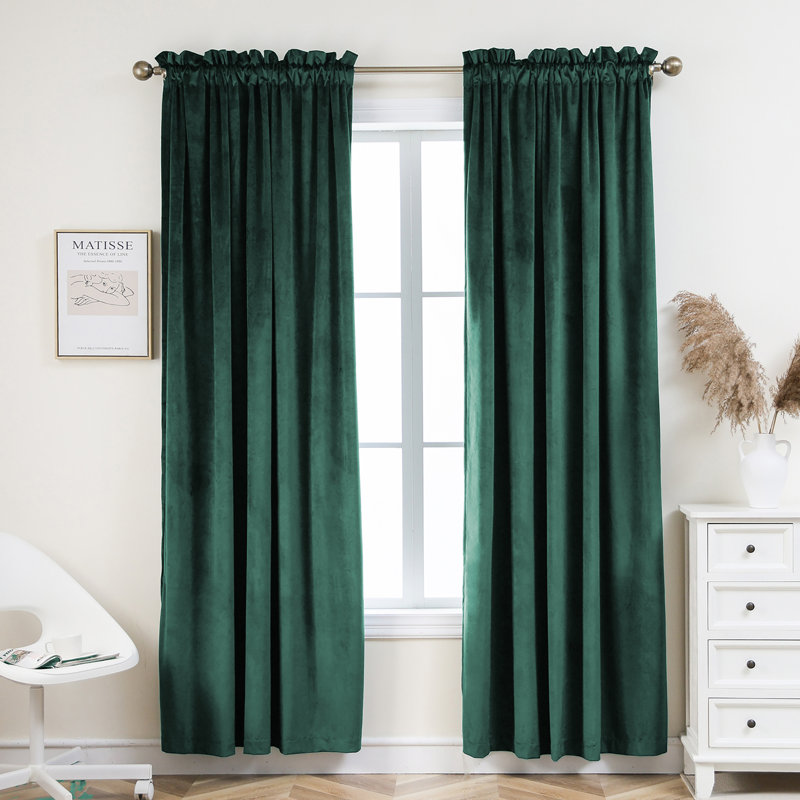 Florane Blackout Curtain Pair, 52" W x 84" L, Dark Green