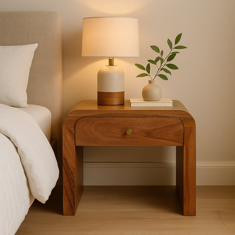 Bijander 45cm W Solid Wood Bedside Table, Oak