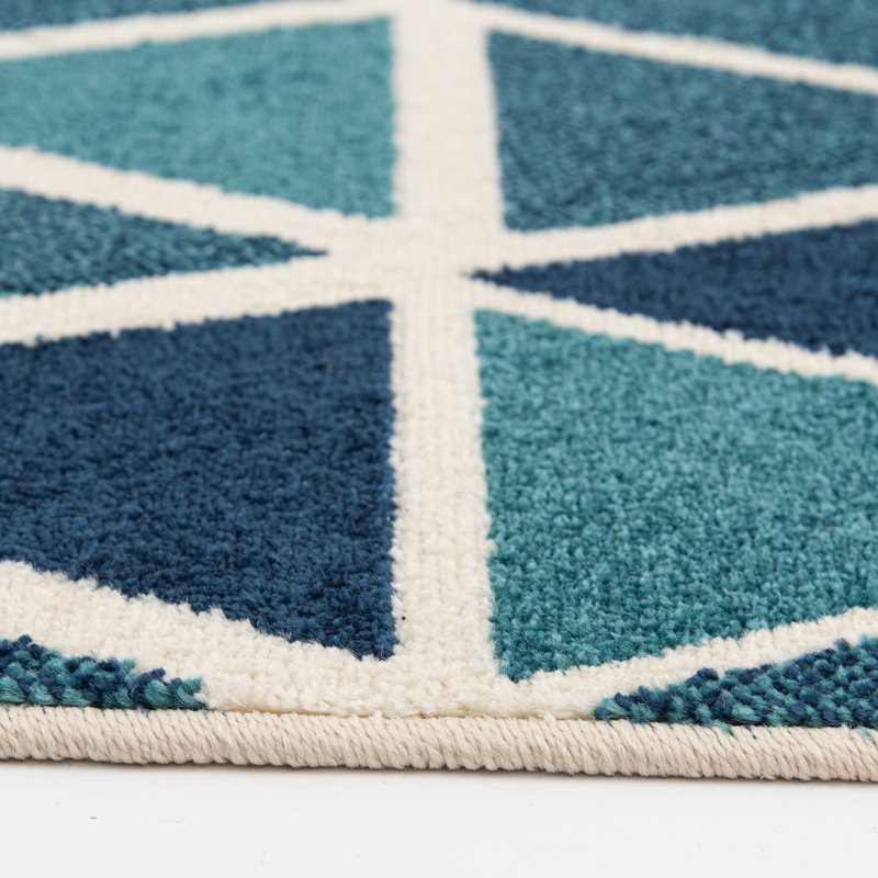Tapis intérieur / extérieur bleu Laurinda, Rectangle 3 pi 3 po x 5 pi 3 po