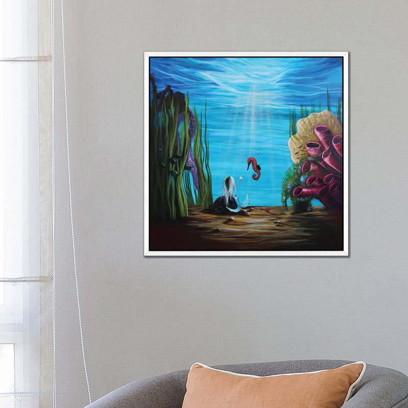 Enchantment Under The Sea - Painting on Canvas, White Framed, 66.04 cm H x 66.04 cm W