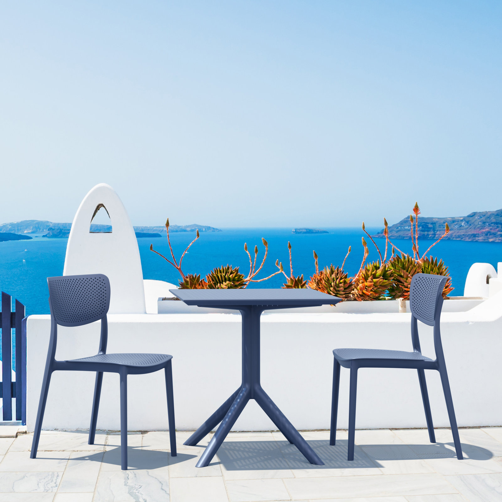 Farrah Stacking Patio Dining Side Chair, Dark Gray