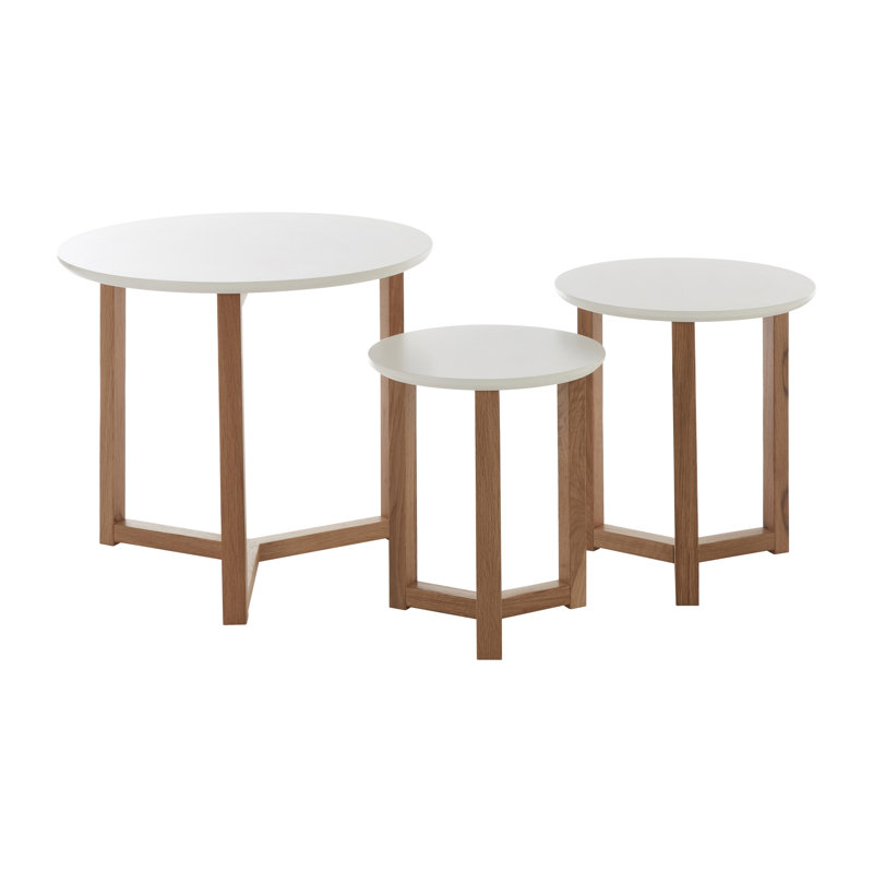 Dupree Solid Wood Sled Side Table Set, White