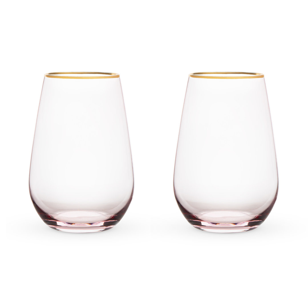 Rose Crystal Stemless Wine Glass (Set of 2) Twine