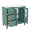 Meuble-lavabo de 36 po avec lavabo en céramique, armoire de rangement de salle de bain avec 3 tiroirs, 2 portes et 2 tablettes latérales ouvertes-121085800