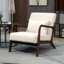 Chaise d'appoint Mid-Century moderne avec structure en bois, chaises de salon rembourrées avec coussin de taille, fauteuil de lecture pour véranda de chambre à coucher