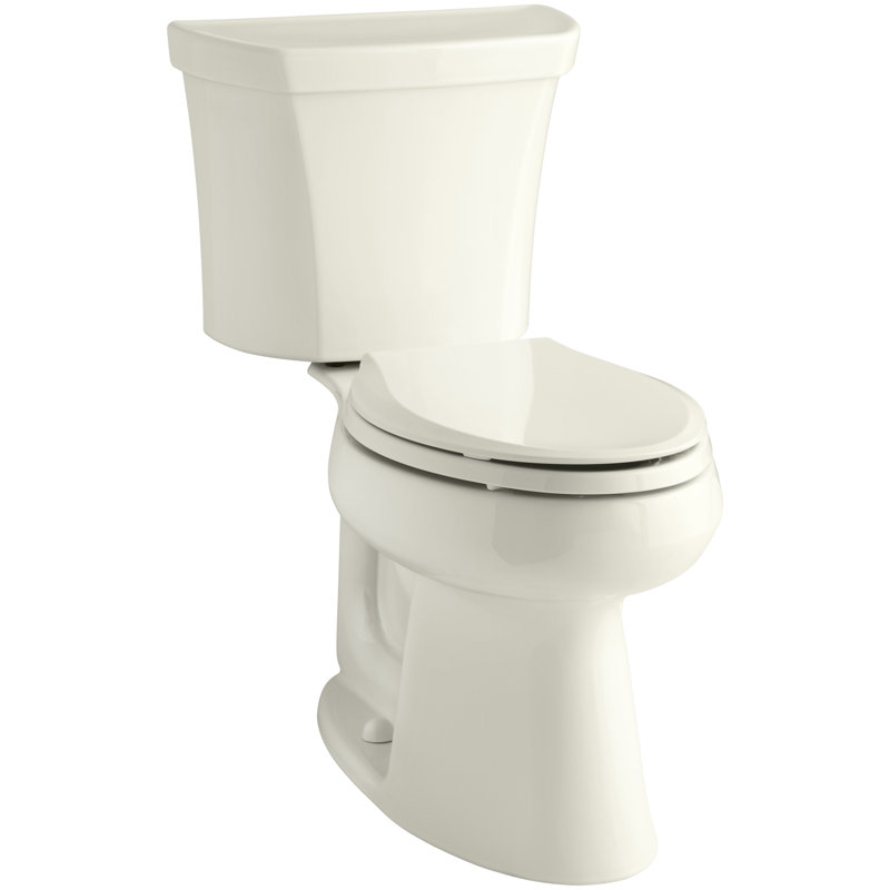 Highline Elongated Two-Piece toilet, Biscuit, Right-Hand, No