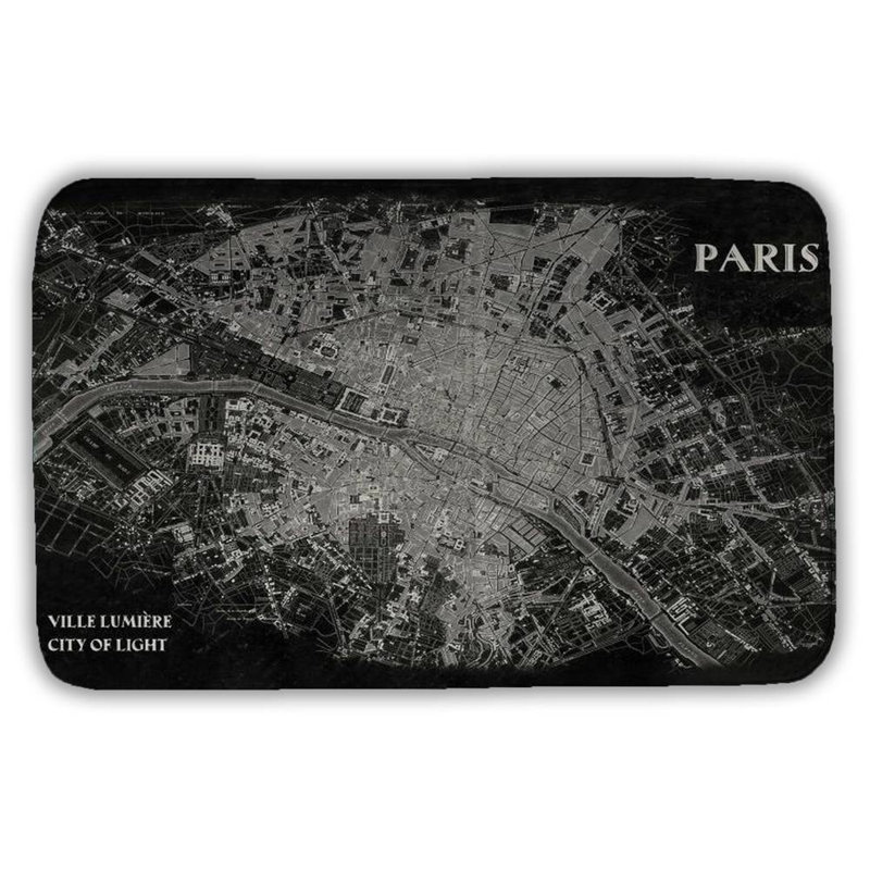 Paris Bath Mat with Non-Slip Backing - Quick Dry Memory Foam Bathroom Rug - Absorbent - Modern Plush Spa-Style - Machine Washable