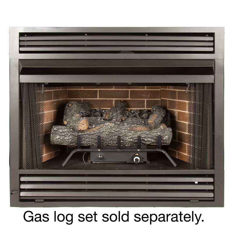 Angelo Black Fireplace Insert with 40000 BTU, 34.1" H x 35.88" W x 24.2" D