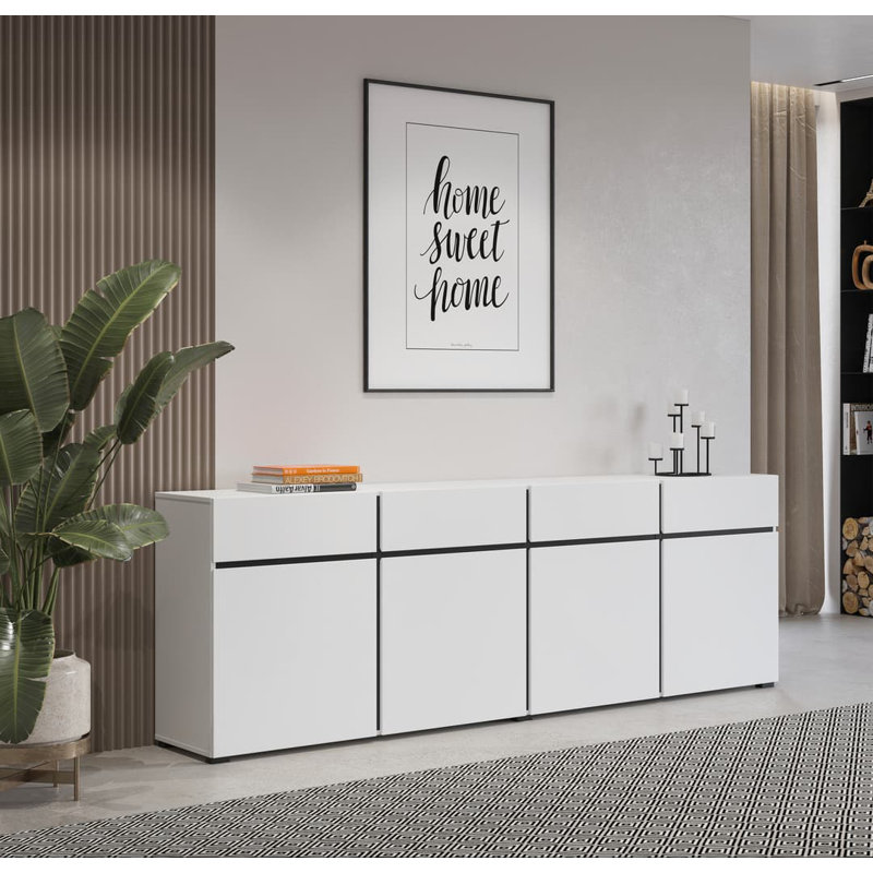 Ahlia 225cm Sideboard, White