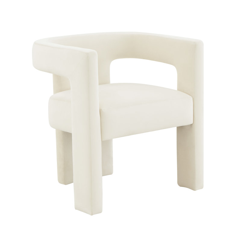 Yaleni 24.6" W Velvet Armchair, White Velvet