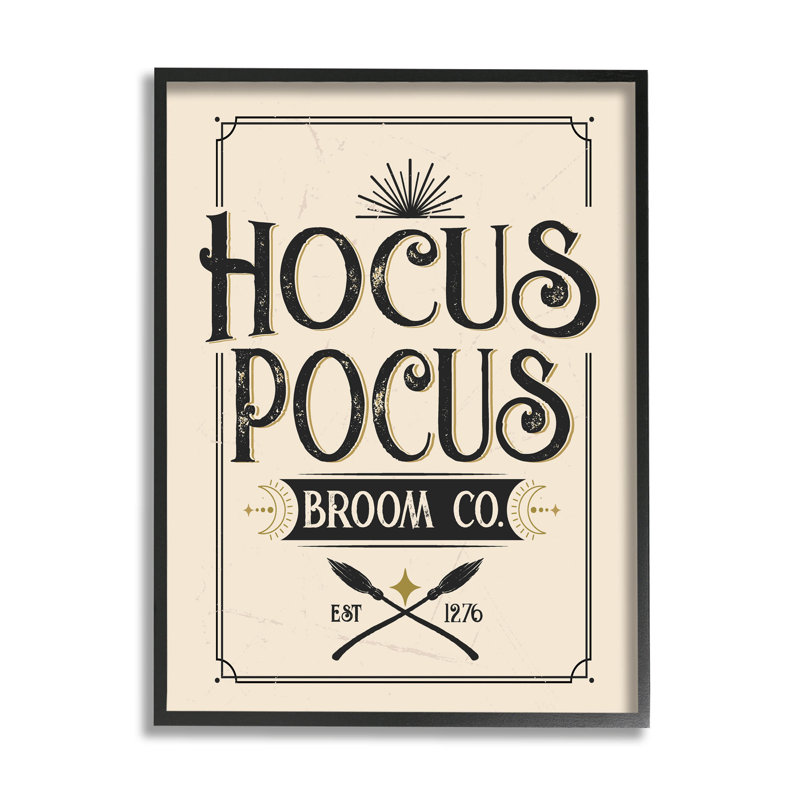 Hocus Pocus Broom Co at-114, Giclée encadrée noir minuit, H 14 po x l 11 po x P 1,5 po