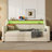 Twin Size Daybed With Trundle, Upholstered Daybed With Charging Station And LED Lights, Beige-149777259