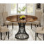 Round Dining Table 120 cm for 4-6 People Axis - Brown Wooden Table with Metal Legs
