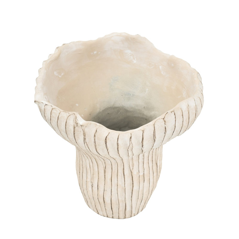 Sand And Cement Coral Planter 9.3X9x8.7 In, Weathered Beige Look, Wavy Shape For Succulents In Interior Inches, Finish With Silhouette, Complement Coastal Themes
