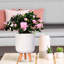 Concrete Effect Cylinder Round Planter on Hardwood Legs, Round Indoor Plant Pot Stand for Indoor Plants, Indoor Flower Pot with Honeycomb Pattern-89142826-89142825