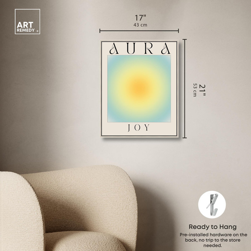 «Aura Joy», affiche sur toile à thème rétro par Everly Quinn, Cadre argenté, H 21 po x l 17 po