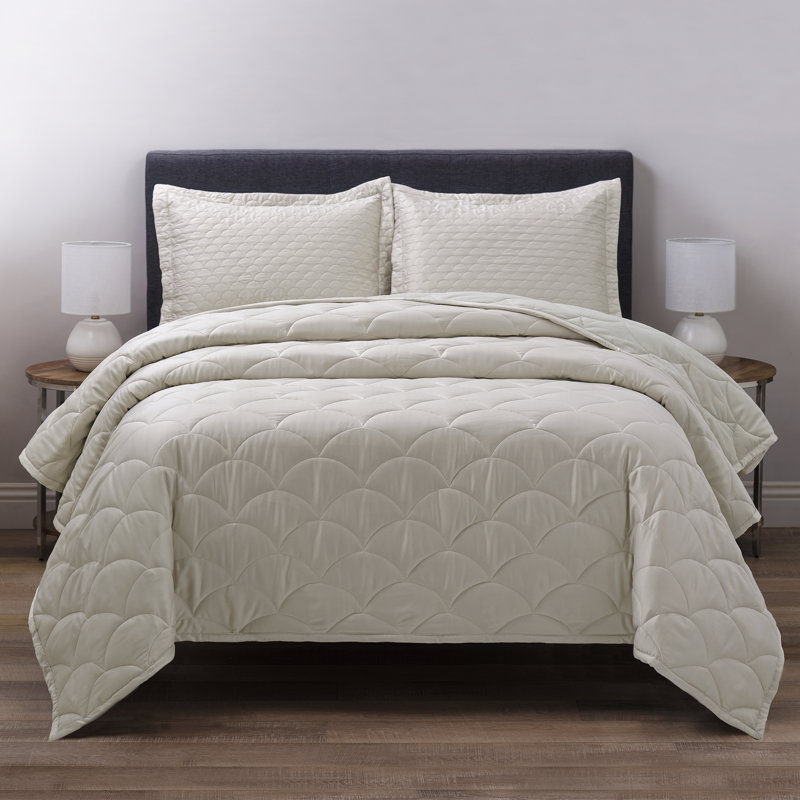 Nikki Chu Reversible Quilted Blanket, Twin, Silver Cloud