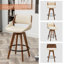 Swivel Upholstered Counter Stool with Solid Wood Frame-1669721754
