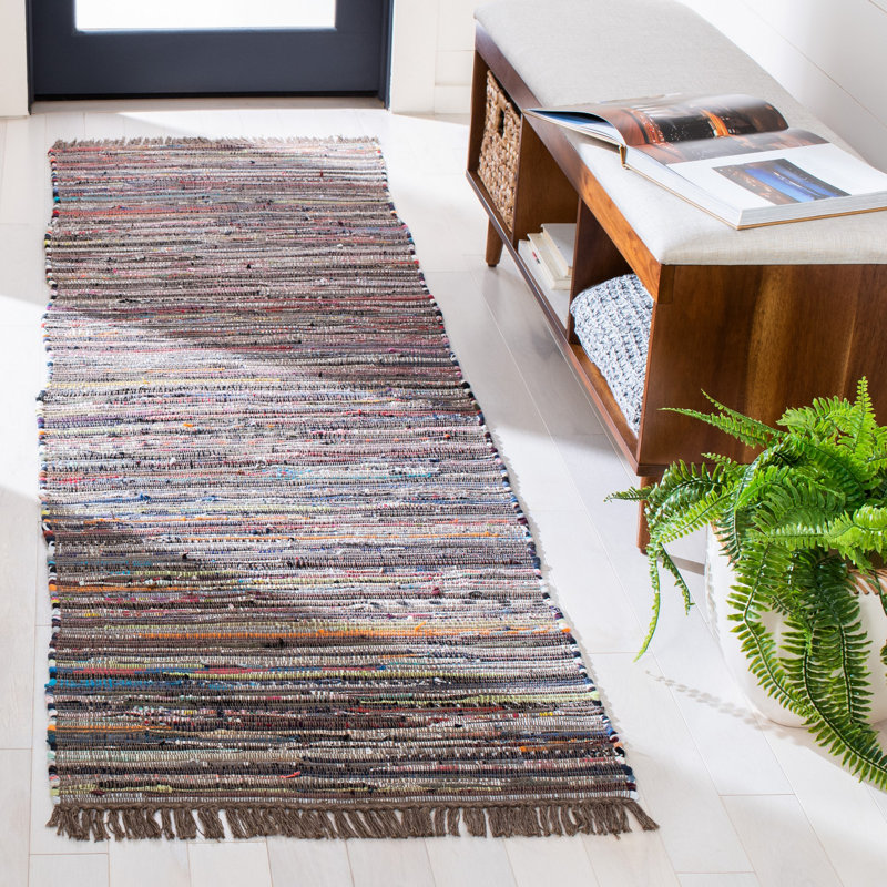 Bussard Rug Hand Woven Cotton Abstract Rug, Runner 2'3" x 6'