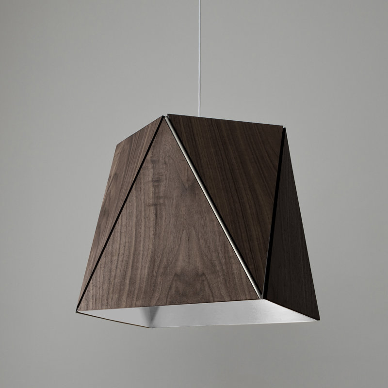 Calx 1 - Light Single Pendant, Dark Stained Walnut/Brushed Aluminum, 2700K, 6.38" H x 10" W x 10" D
