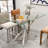 47.24" Rectangular Clear Tempered Glass Dining Table,Stylish Design with silver Metal Legs, Kitchen Table for Dining Room-971679555-971679559-971679560