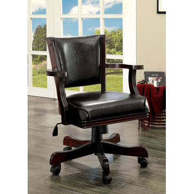 25" W Transitional Height-Adjustable Arm Chair, Cherry