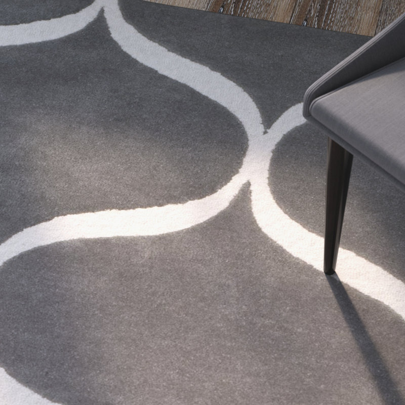 Cannen Hand Tufted Wool Geometric Rug, Rectangle 4' x 6'